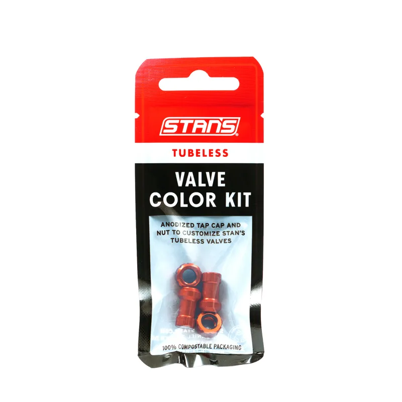 Kit valves tubeless colorées vélo - Finition orange personnalisable - STANS