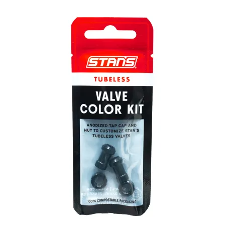 Kit valves tubeless colorées vélo - Finition noire personnalisable - STANS