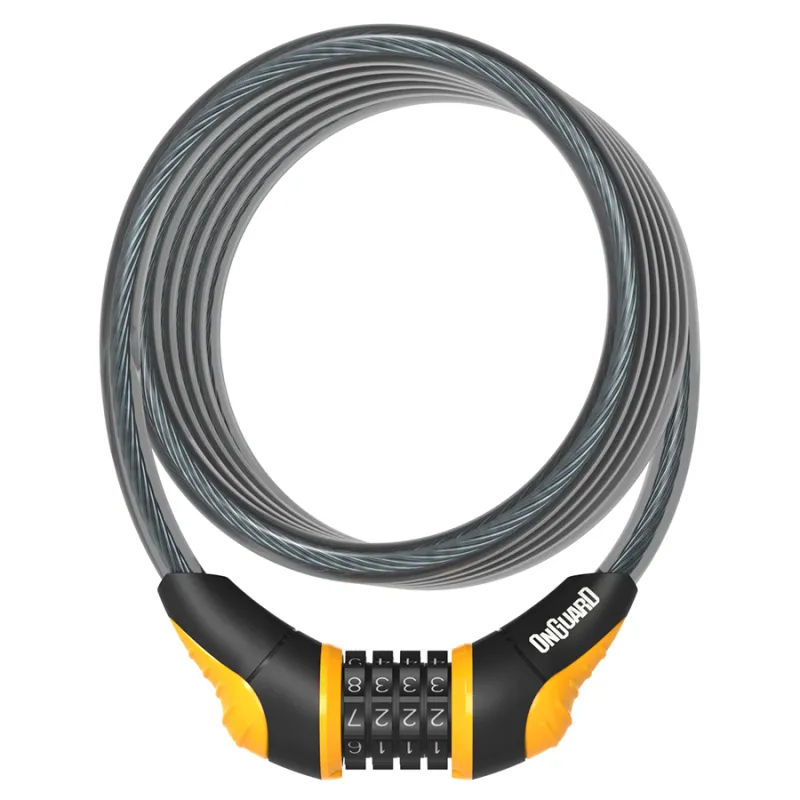 Antivol spirale combinaison vélo orange 180cm - Verrouillage sans cle a code - ONGUARD