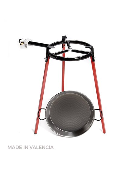 Kit Poele À Paella Polie 38cm Avec Trépied Et Bruleur Gaz 300mm. Vaello - Equipe Ton camping-car - 8411470002487