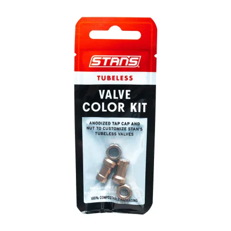 Kit valves tubeless colorées vélo - Finition cuivre personnalisable - STANS