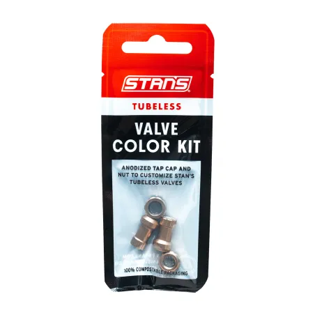 Kit valves tubeless colorées vélo - Finition cuivre personnalisable - STANS