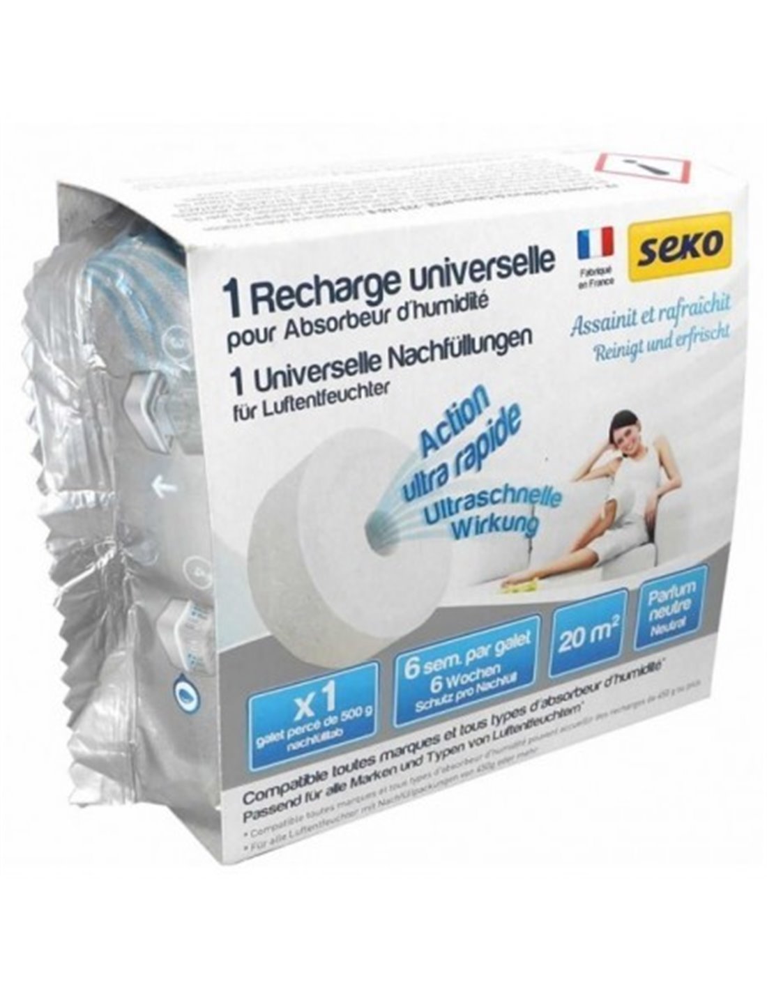 Recharges Absorbe Humidité HUMYDRY - Lot De 3 X 250 G - Neutralise Odeurs - Pour Armoires, Salles