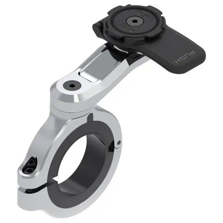 Support téléphone guidon moto grand format chromé - Fixation robuste tous smartphones - QUAD LOCK