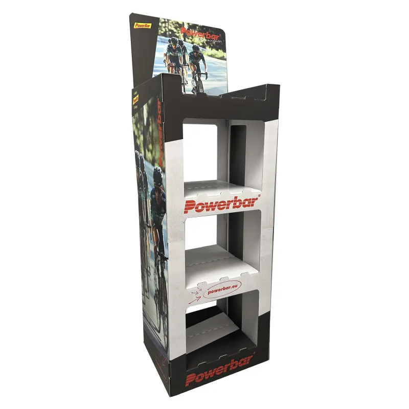 Etagere presentoir pliable magasin - Mise en avant produits POWERBAR en boutique - POWERBAR