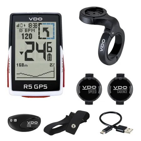 Compteur GPS vélo avec capteurs cardio et cadence - Suivi de performance complet - VDO
