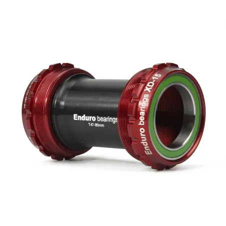 Boitier de pédalier T47 vers 30mm inox rouge - Rotation fluide - ENDURO BEARINGS
