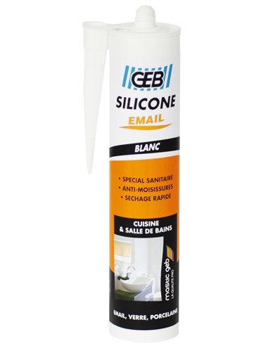 Mastic silicone surface émaillée cartouche 250 ml blanc - GEB - Equipe Ton camping-car - 3283985931508