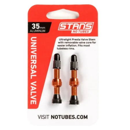 Paire de valves tubeless aluminium Presta - Légères et compatibles universel - STANS