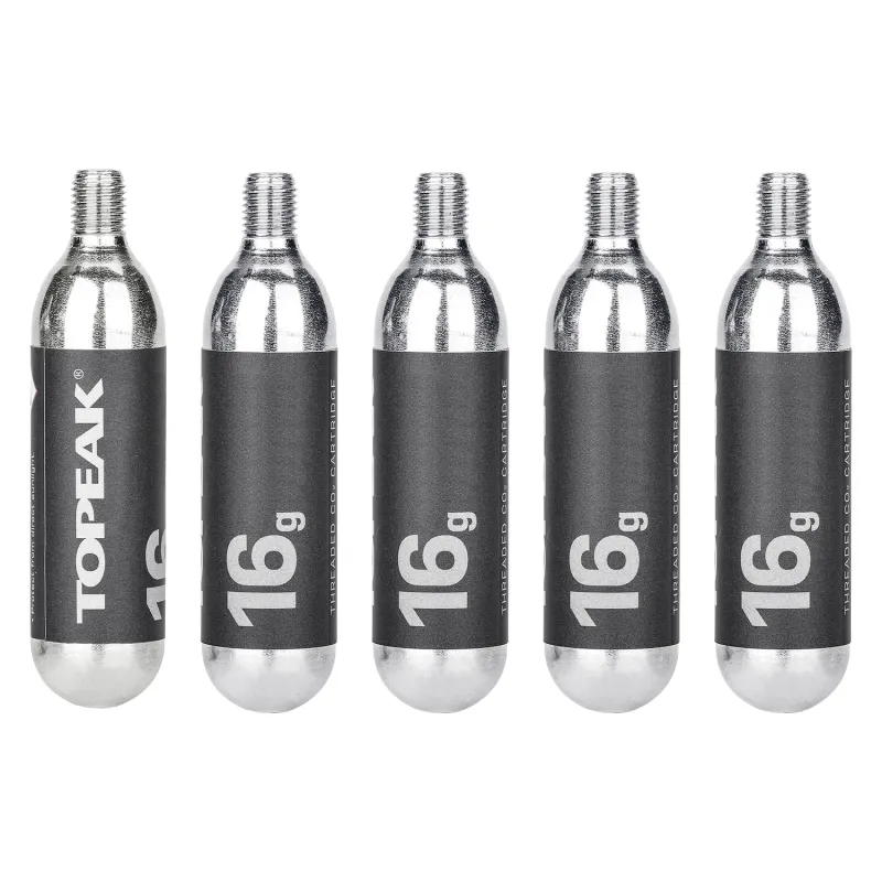 Cartouches CO2 filetées 16g lot de 5 - Gonflage rapide de secours - TOPEAK