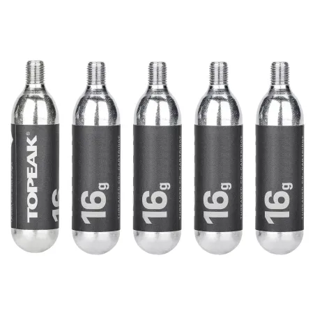 Cartouches CO2 filetées 16g lot de 5 - Gonflage rapide de secours - TOPEAK