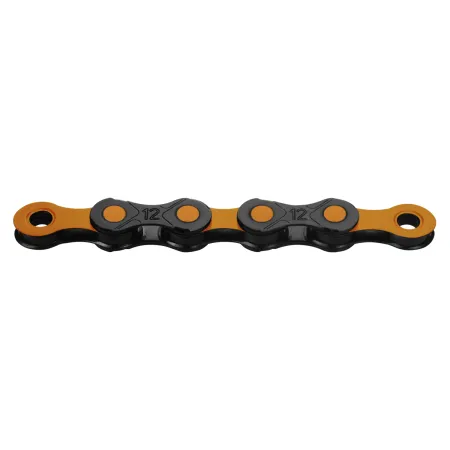 Chaine velo 12 vitesses ciree noir/orange - Revetement DLC durable - KMC