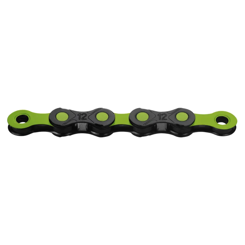 Chaine velo 12 vitesses ciree noir/vert - Revetement DLC durable - KMC