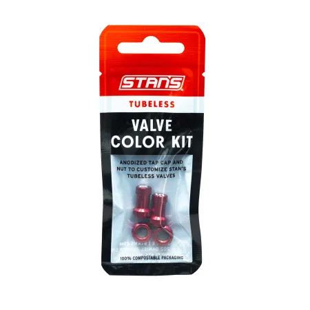 Kit valves tubeless colorées vélo - Finition rouge personnalisable - STANS