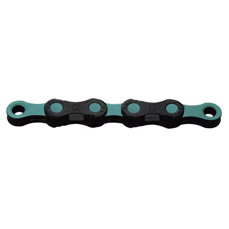 Chaine velo 12 vitesses ciree noir/celeste - Revetement DLC durable - KMC