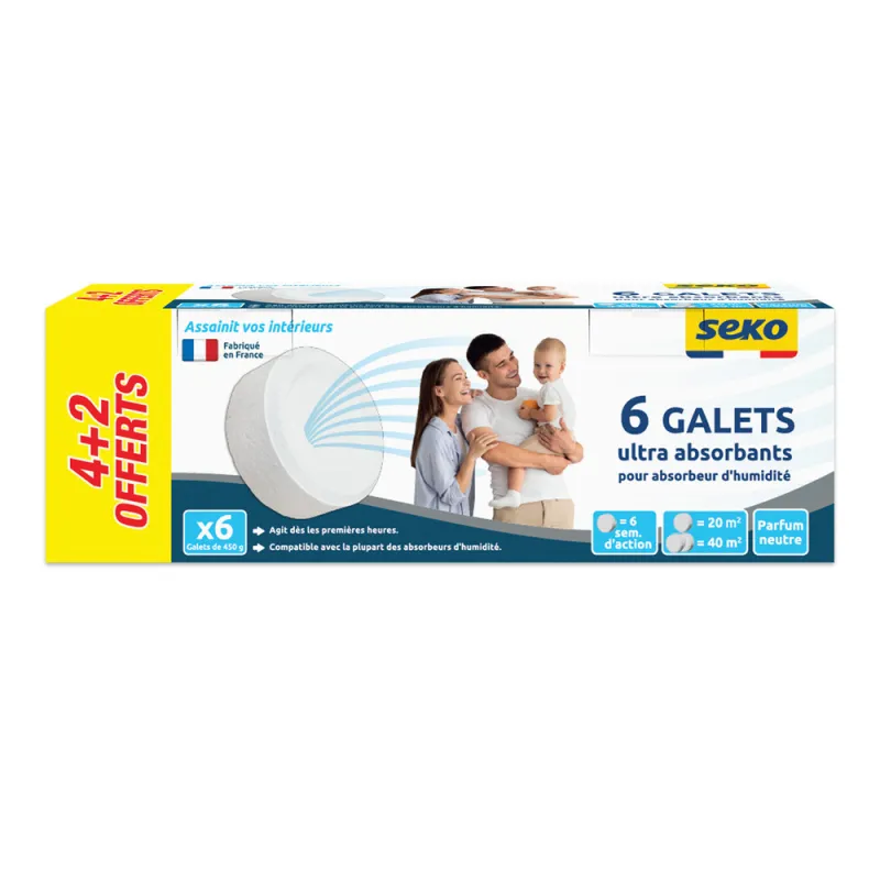 Recharges Absorbeur d'Humidité Galets 450g (4+2) SEKO