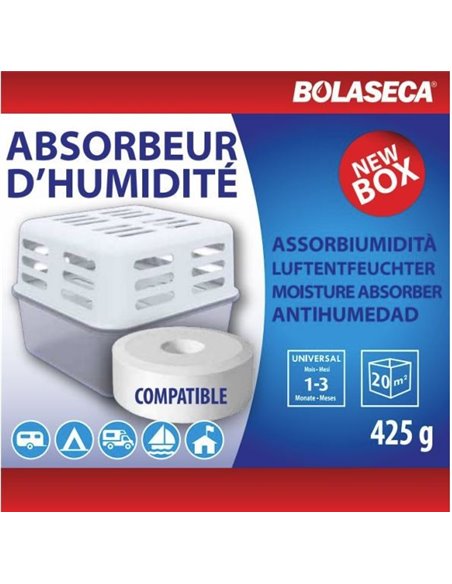 Absorbeur d'humidité box + recharge galet percé 425g - BOLASECA - Equipe Ton camping-car - 8412490051561