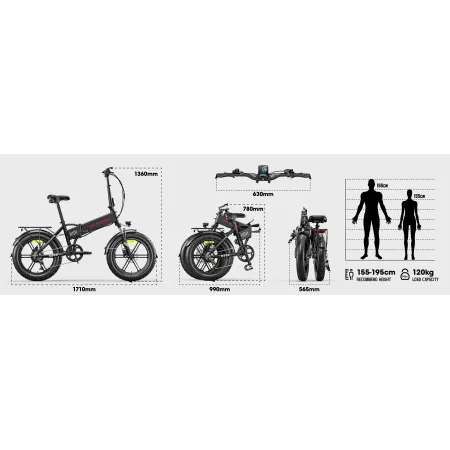 Fat Bike électrique pliant Eletronbike OD20 20" | 48V 13Ah & Freins Hydrauliques