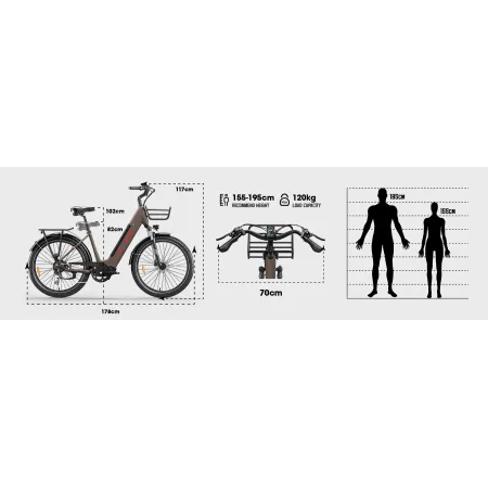 Vélo électrique Eletronbike OC26 marron 26" | Capteur de couple & 130 km
