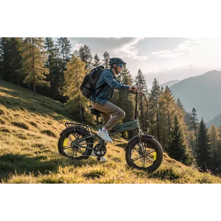 Fat Bike électrique pliant tout suspendu Eletronbike vert| 48V 13Ah & Double Amortisseur