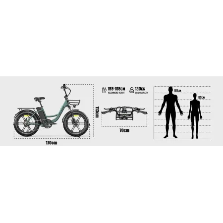 Vélo fatbike beige électrique urbain Eletronbike 20" Fat Tire | 48V 13Ah