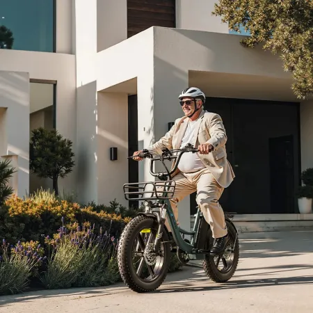 Vélo fatbike beige électrique urbain Eletronbike 20" Fat Tire | 48V 13Ah