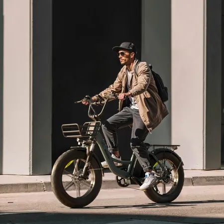 Vélo fatbike beige électrique urbain Eletronbike 20" Fat Tire | 48V 13Ah