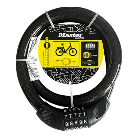Câble Antivol Master Lock Acier PVC Combinaison Ø2x100cm
