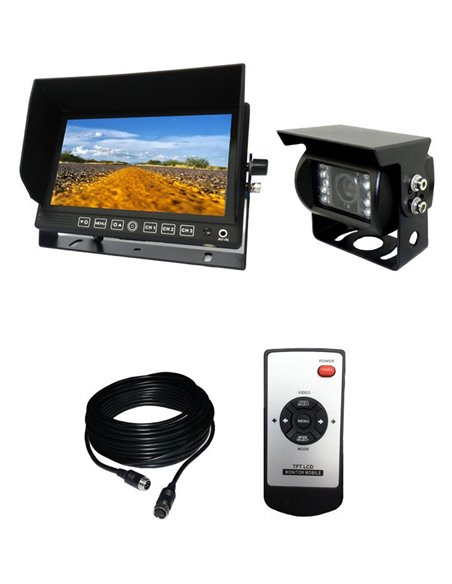 kit camera recul  - 10/32v - 1 cam - monit. 7'' / 3 entrees - affich. Intermit. - Equipe Ton camping-car