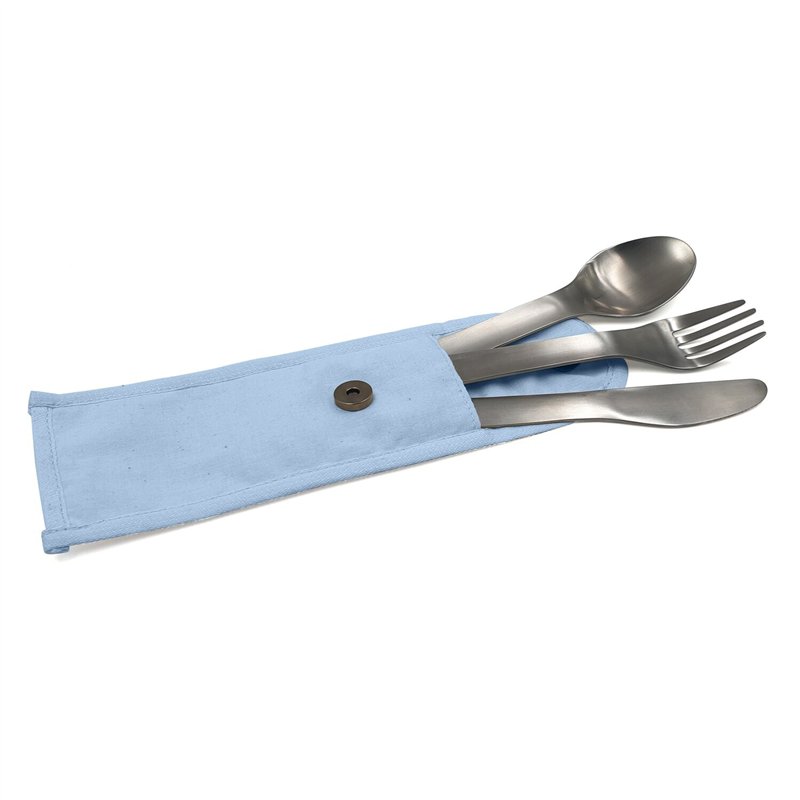 couverts nomades en inox pochette bleue - cookut - Cookut - 3760195169469