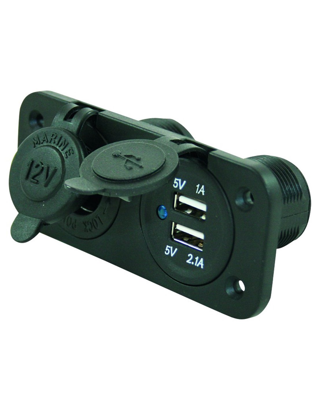 Prise 220V noire à encastrer dans votre camping-car, caravane, fourgon