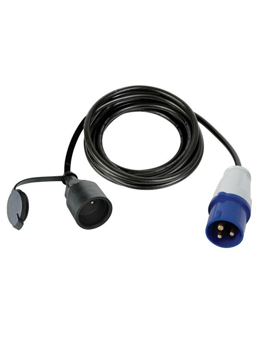 Rallonge Coudée CEE 10 Mètres - IP44 - 230V/16A - Pour Camping-car, Caravane, Bateau - Prise Camping Bleue