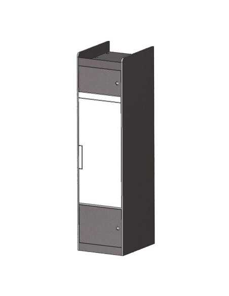 colonne frigo 2 portes + rangement superieur pour réfrigérateur à compression t1090/t2090 en bois brut - conversion van -  - Con