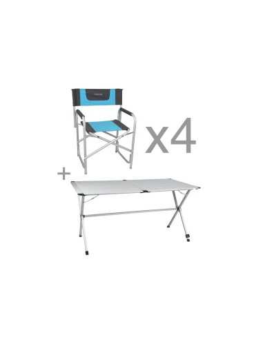 pack table gapless 6 pers + 4 fauteuils director noir / gris - midland -  - MIDLAND - PACK735