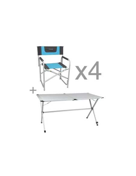 pack table gapless 6 pers + 4 fauteuils director noir / gris - midland -  - MIDLAND - PACK735