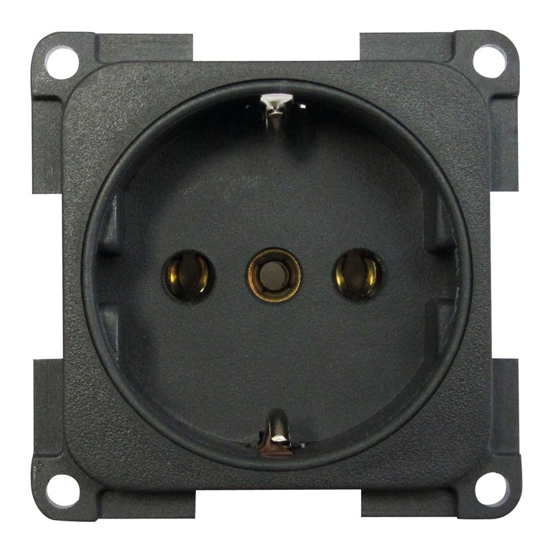 prise 220 volts allemande schuko gris foncé - Générique - 4056161069932