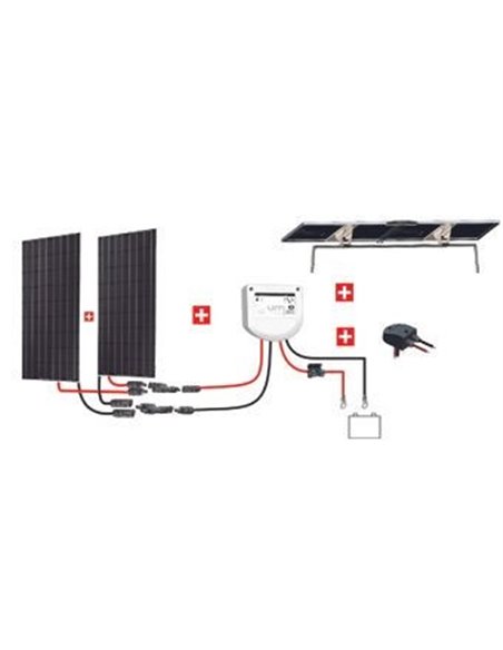 Kit Nautisme 2x100w - 12v Panneau Monocristallin - Mppt Support Portique Inclinable - UNITECK - Equipe Ton camping-car