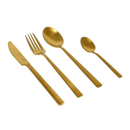 set de 16 couverts au style industriel finition dorée - bo-camp - Bo-camp - 8712013021515