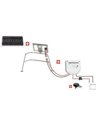 Kit Nautisme 20w - 12v - Régulateur Pwm - Support Balcon - KIT NAUTISME 20W  12V - UNITECK - Equipe Ton camping-car -