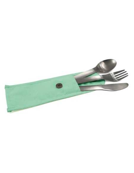 couverts nomades en inox pochette verte - cookut - 3760195169513 - Cookut - 84383