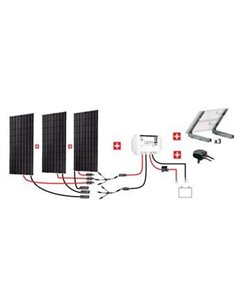 Kit Abris 3x300w 12v - Régulateur Mppt - Support Basique - KIT ABRIS 900W  12V - UNITECK - UNITECK -