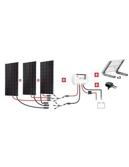 Kit Abris 3x300w 12v - Régulateur Mppt - Support Basique - KIT ABRIS 900W  12V - UNITECK - Equipe Ton camping-car