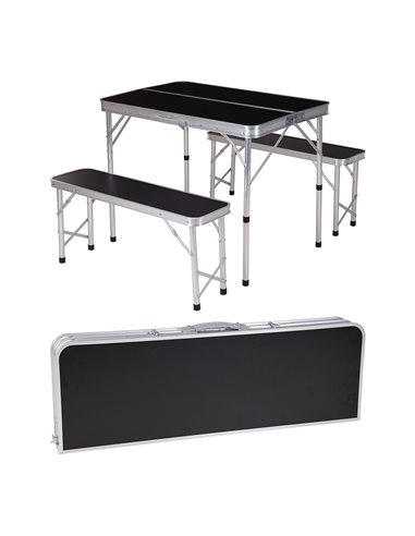 Ensemble De Camping. Table Avec 2 Bancs En Aluminium. - Equipe Ton camping-car