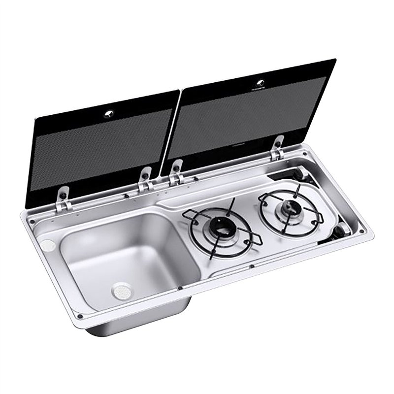 plan de cuisson compact 2 feux evier à droite - dometic 395956