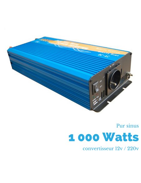 Convertisseur  pur sinus 1000 watts 12v-230 v - Equipe Ton camping-car
