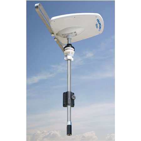 teleplus antenne tv directionnelle double polarité avec vhf, uhf v/o & amplificateur at412 5g mât 51cm, sans support mural - tel