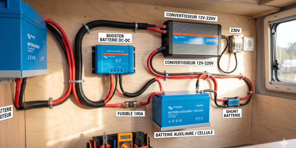 Guide de câblage : Installer une batterie Lithium, un Booster DC/DC et un Convertisseur
